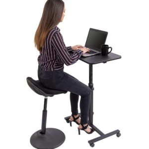 Stand Up Desk Store Height Adjustable Single Column Rolling Standing Desk Laptop Stand - Black