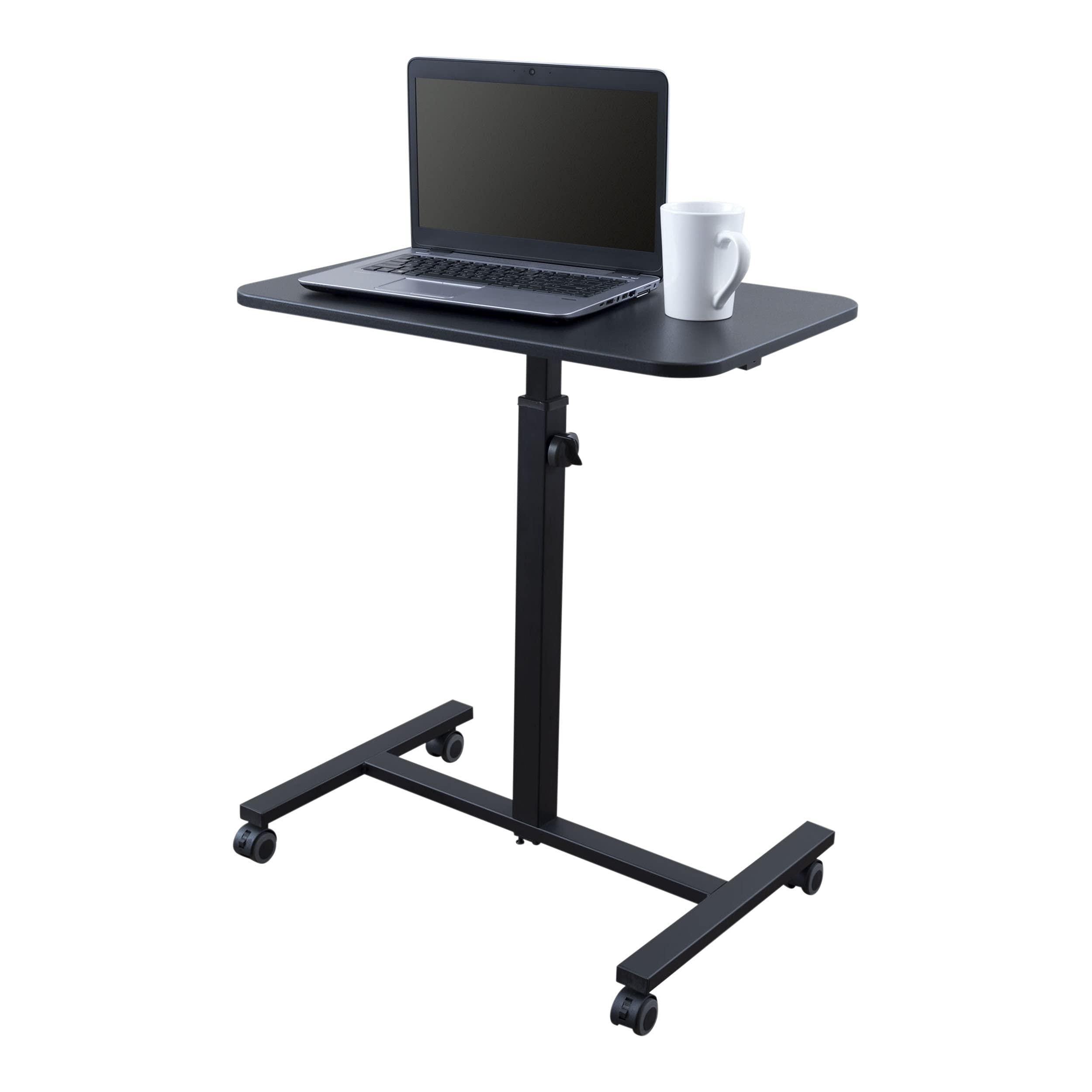 Stand Up Desk Store Height Adjustable Single Column Rolling Standing Desk Laptop Stand - Black