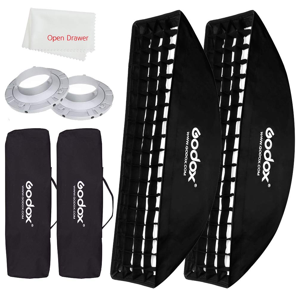 Godox Strip Box 9"x35" 22x90cm Strip SoftBox Honeycomb Grid Softbox with Bowens Mount Speedring Compatible Godox S-Type Studio Flash Lights (FW 22x90(2PCS)