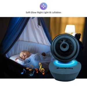 Moonybaby Split 55 Baby Monitor with 2 Cameras, Split Screen Video, No WiFi Pan Tilt Camera, Wide View Lens Included, 4.3 inches Large Monitor, Night Vision, Temperature, 2 Way Talk Back, Long Range