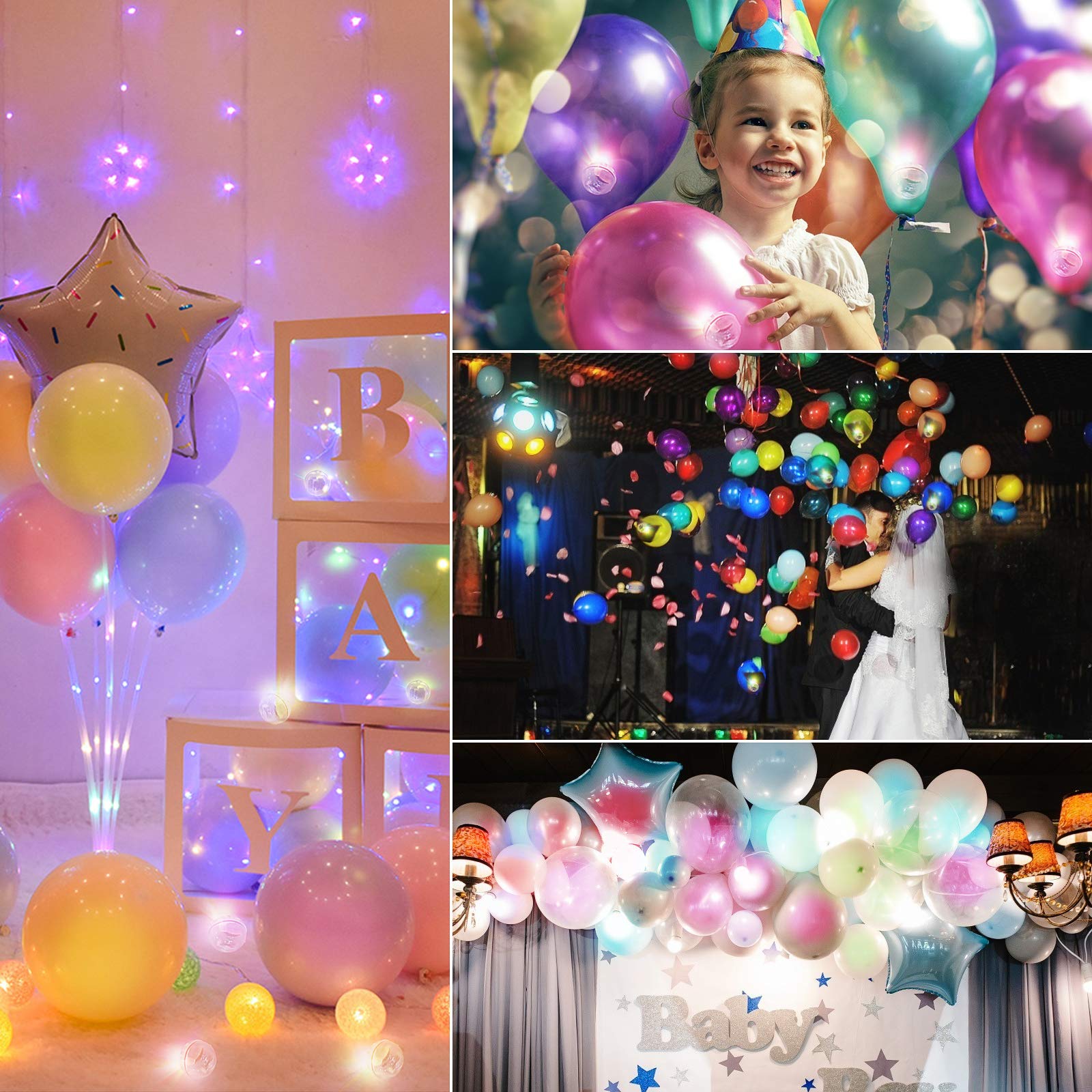 100pcs Multicolor LED Balloon Light,Rainbow Colored Round Led Flash Mini Ball Light for Paper Lantern Balloon,Indoor Outdoor Party Event Fun Birthday Party Wedding Halloween Christmas Decorations