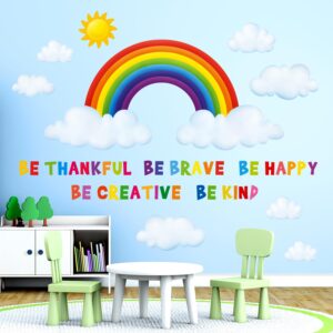decowall sg-1713 rainbow and clouds kids wall stickers wall decals peel and stick removable wall stickers for kids nursery bedroom living room décor