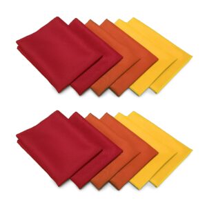 tablelinensforless thanksgiving/fall cloth napkin sets (12 pack, gold/burnt orange/red)