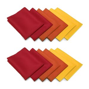 TableLinensforLess Thanksgiving/Fall Cloth Napkin Sets (12 Pack, Gold/Burnt Orange/Red)