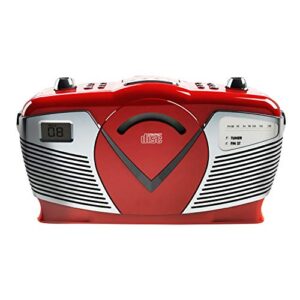 proscan retro style portable cd boombox with am/fm radio- top loading cd - aux-in jack - ac & battery compatible - lcd display - carrying handle