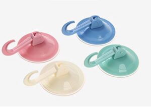 woiwo suction cup hooks,for bathroom kitchen office towel key coat bag clear plastic damage-free vacuum suction tile hook accessories 4pcs (random color)