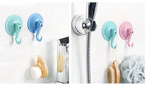 WOIWO Suction Cup Hooks,for Bathroom Kitchen Office Towel Key Coat Bag Clear Plastic Damage-Free Vacuum Suction Tile Hook Accessories 4PCS (Random Color)