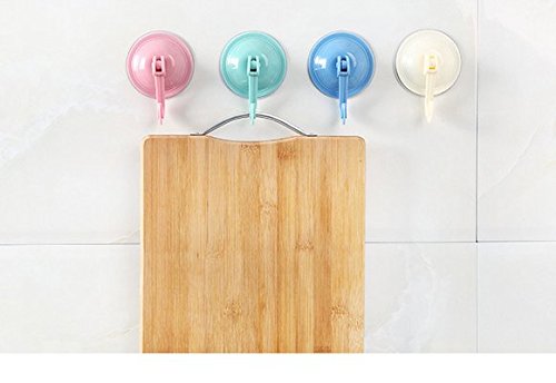 WOIWO Suction Cup Hooks,for Bathroom Kitchen Office Towel Key Coat Bag Clear Plastic Damage-Free Vacuum Suction Tile Hook Accessories 4PCS (Random Color)