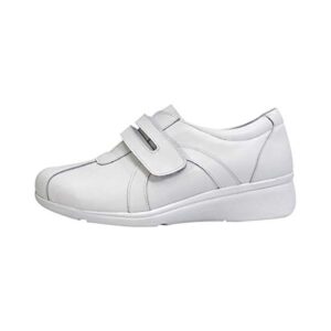 24 Hour Comfort Bonnie (1062) Women's Wide Width Cushioned Leather Walking Shoes White 8.5