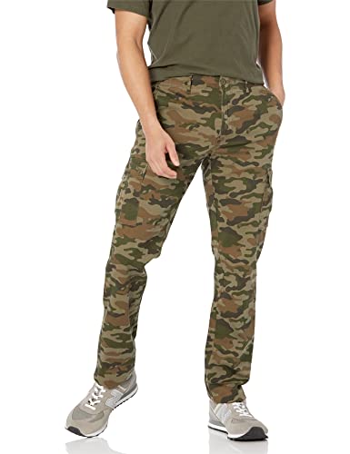 Amazon Essentials Men's Slim-Fit Stretch Cargo Pant (Available in Big & Tall), Green Camo, 30W x 30L