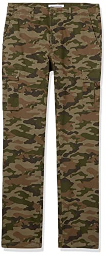 Amazon Essentials Men's Slim-Fit Stretch Cargo Pant (Available in Big & Tall), Green Camo, 30W x 30L