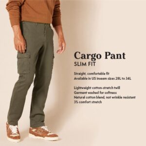 Amazon Essentials Men's Slim-Fit Stretch Cargo Pant (Available in Big & Tall), Green Camo, 30W x 30L