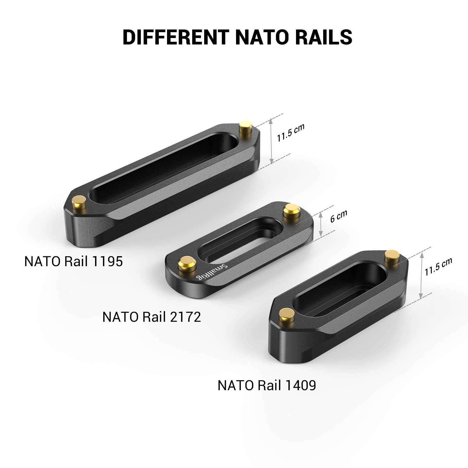SmallRig Mini NATO Rail, Anti-Off Quick Release NATO Rail, Thickness 6mm, Length 48mm for NATO Handle, Camera Cage - 2172