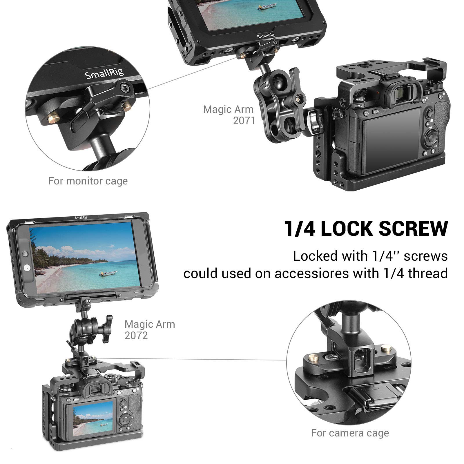 SmallRig Mini NATO Rail, Anti-Off Quick Release NATO Rail, Thickness 6mm, Length 48mm for NATO Handle, Camera Cage - 2172