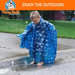 Disposable Rain Ponchos Kids - Emergency Kids Rain Poncho - 4 Pack Hooded Ponchos for Boys and Girls With Fun Designs