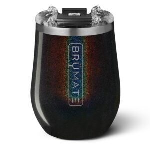 BrüMate Uncork'd XL MÜV - 100% Leak-Proof 14oz Insulated Wine Tumbler with Lid - Vacuum Insulated Stainless Steel Wine Glass - Perfect For Travel & Outdoors (Glitter Charcoal)