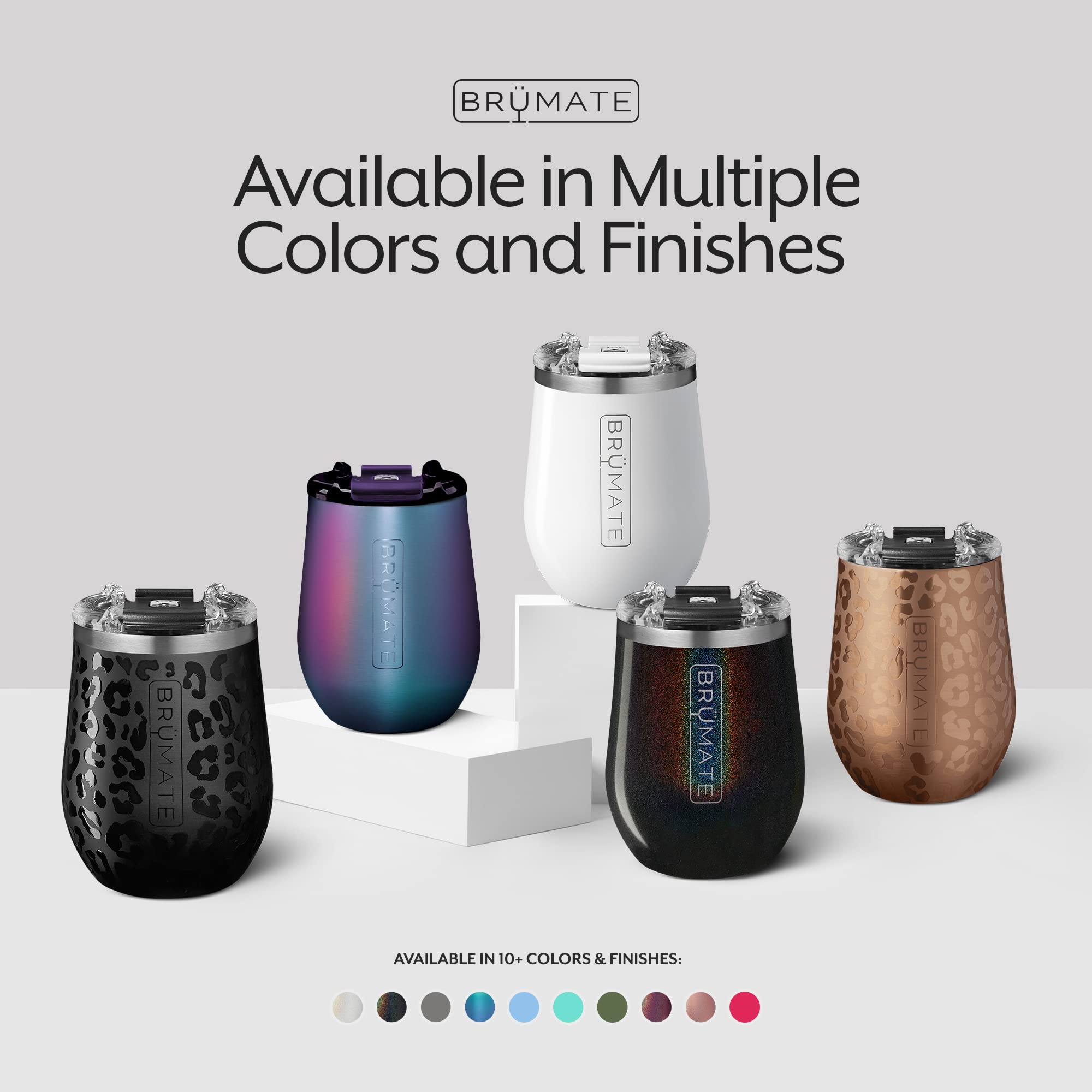 BrüMate Uncork'd XL MÜV - 100% Leak-Proof 14oz Insulated Wine Tumbler with Lid - Vacuum Insulated Stainless Steel Wine Glass - Perfect For Travel & Outdoors (Glitter Charcoal)