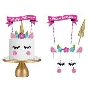happy birthday cake topper unicorn cake flag birthday party supplies cake decoration for baby birthday party