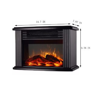 DONYER POWER 1500W Mini Electric Fireplace Tabletop Portable Heater,14'' (Black, Metal)