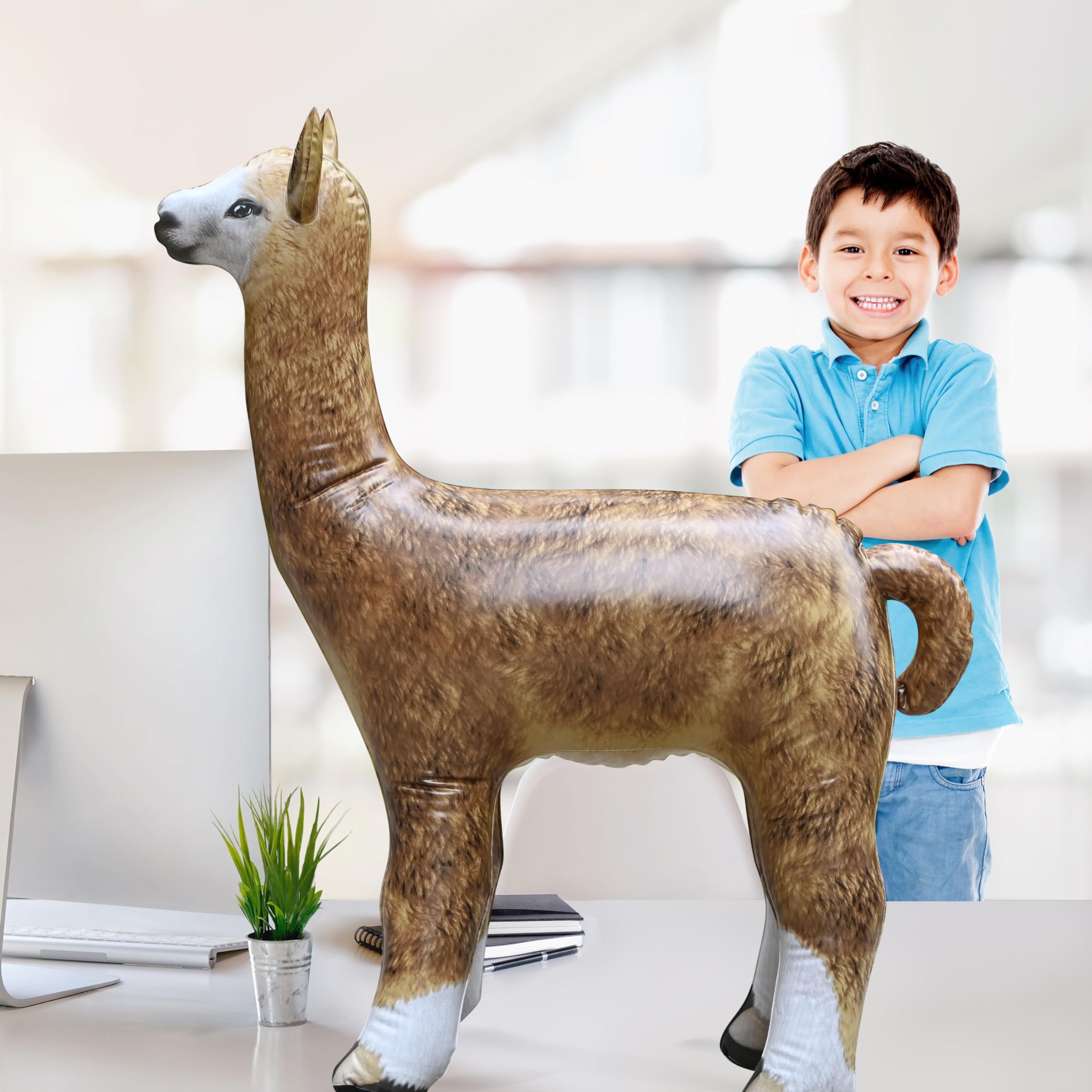 Jet Creations 30" Tall Inflatable Llama Alpaca Light Brown Lifelike Blow-Up Stuffed Animal Pet Figure for Decor Play Livestock Theme Party Pool Birthday VBS Photo Prop Gift for Boys Girls Kids 1pc