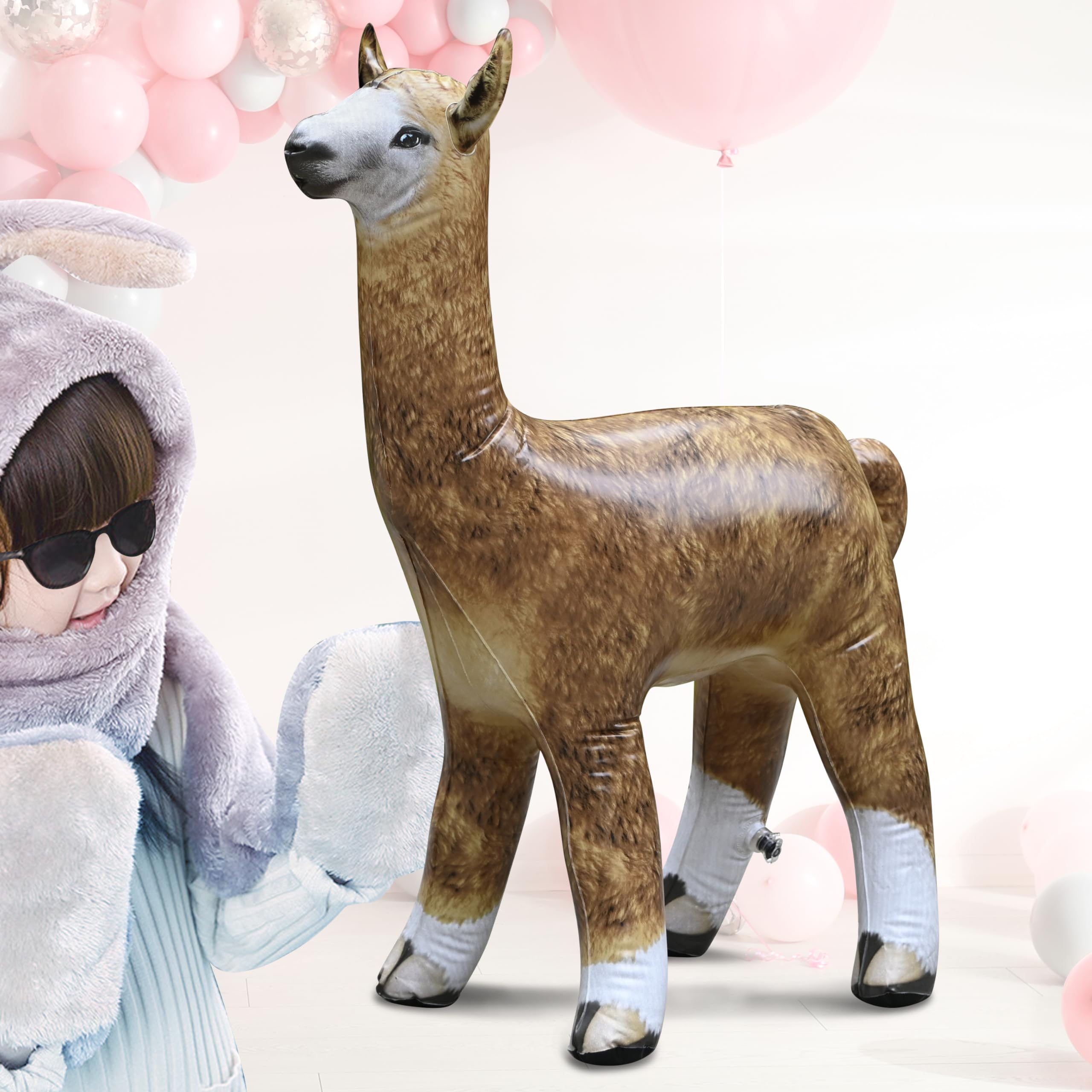 Jet Creations 30" Tall Inflatable Llama Alpaca Light Brown Lifelike Blow-Up Stuffed Animal Pet Figure for Decor Play Livestock Theme Party Pool Birthday VBS Photo Prop Gift for Boys Girls Kids 1pc