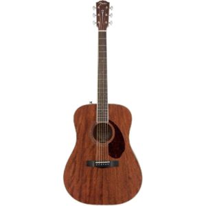 fender paramount pm-1 all-mahogany standard dreadnought ne acoustic guitar, with 2-year warranty, natural, with case