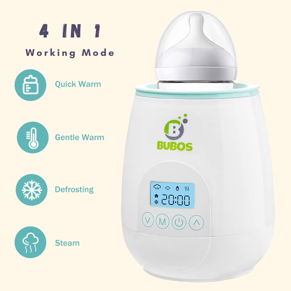 Bubos Bottle Warmer, 4-in -1 Baby Bottle Warmer for Breastmilk, Universal Bottle Support, Auto-Shut Off, BPA Free, Baby Food Jar Included Support, Auto-Shut Off, BPA Free, Baby Food Jar Included