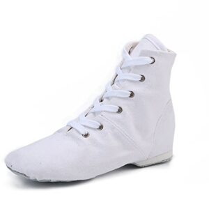 missfiona jazz shoes for woman canvas dance boots split sole ballroom dancing flat(9, white)