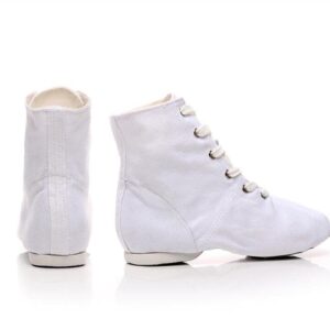 missfiona Jazz Shoes for Woman Canvas Dance Boots Split Sole Ballroom Dancing Flat(9, White)