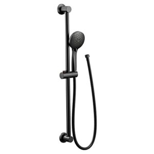 Moen Showering Matte Black Eco-Performance 5-Function Handheld Shower with 30-Inch Slide Bar and 69-Inch Hose, 3558EPBL