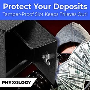 Mountable Cash Drop Box with Tamper-Proof Slot. Great as a Key Depository Or Deposit Safe for Hotels, Apartments Or Retail. Highly Secure Thick Steel and Key Lock! Pre-Drilled for Easy Wall Mounting!