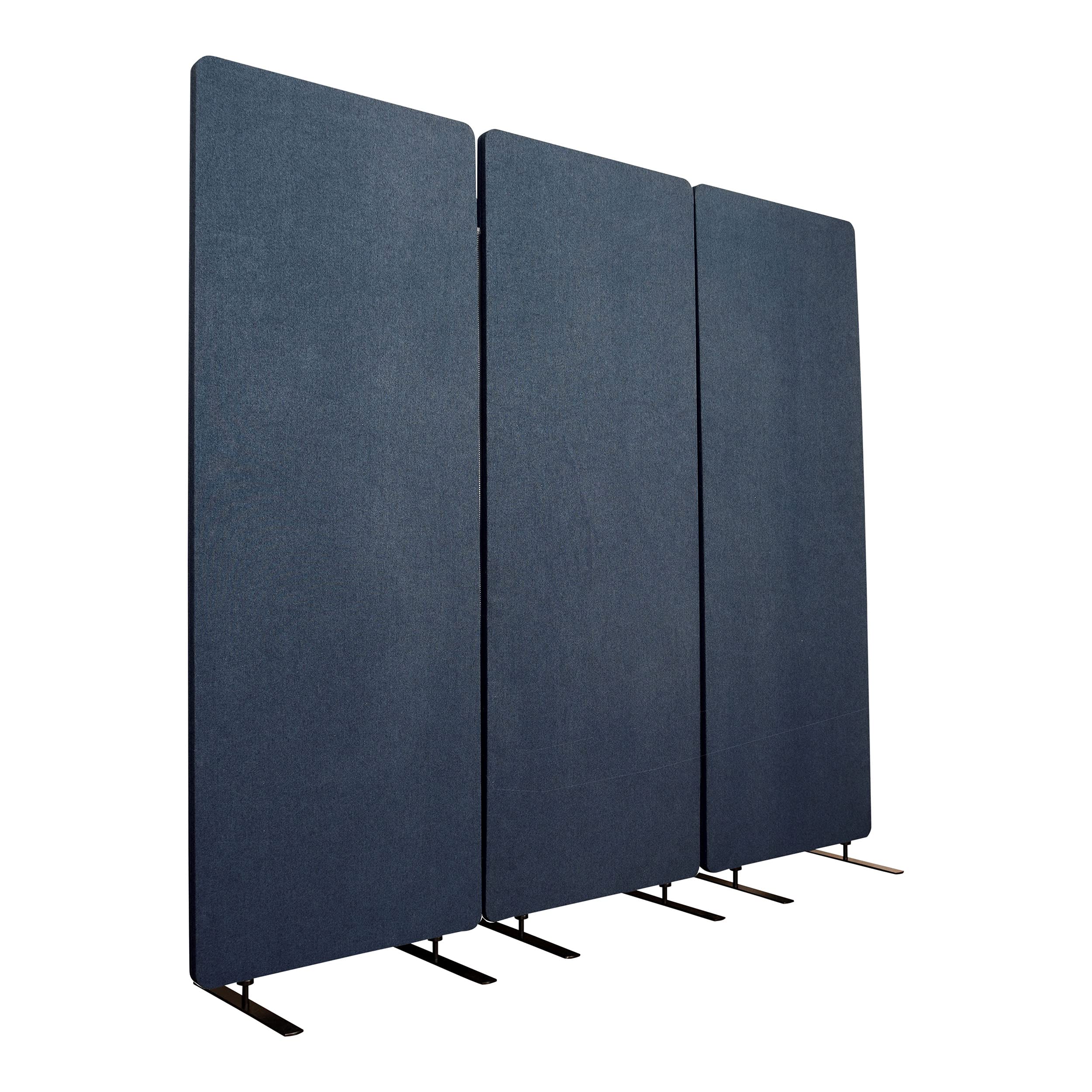 Stand Up Desk Store ReFocus Freestanding Noise Reducing Acoustic Room Wall Divider Office Partition (Midnight Blue, 72" x 66", Zippered 3-Pack)