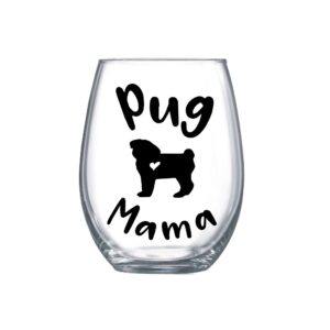 funny pug dog gifts for women pug lovers large stemless wine glass for her dog obsessed pug mama 0159
