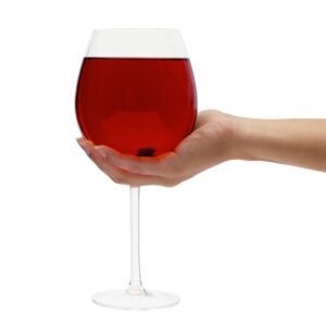 Juvale 25oz Oversized Giant Wine Glass with Stem That Holds a Whole Bottle of Wine, Oversized Wine Glass for Champagne, Mimosas, Holiday Parties, Novelty Birthday Gift (750ml)