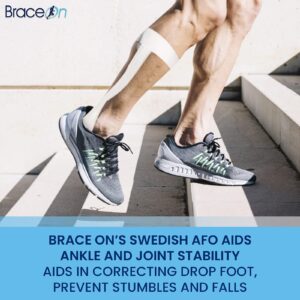 BraceOn AFO – Swedish Deluxe - Drop Foot Stabilizer, Moldable, Trimmable, Lightweight Polyethylene (Men, Right)