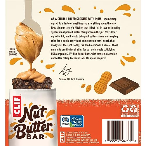 CLIF Nut Butter Bar - Chocolate Peanut Butter - Filled Energy Bars - Non-GMO - USDA Organic - Plant-Based - Low Glycemic - 1.76 oz. (5 Pack)