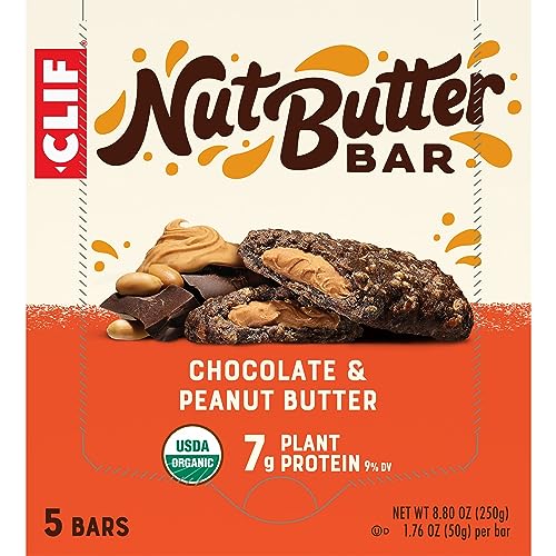 CLIF Nut Butter Bar - Chocolate Peanut Butter - Filled Energy Bars - Non-GMO - USDA Organic - Plant-Based - Low Glycemic - 1.76 oz. (5 Pack)