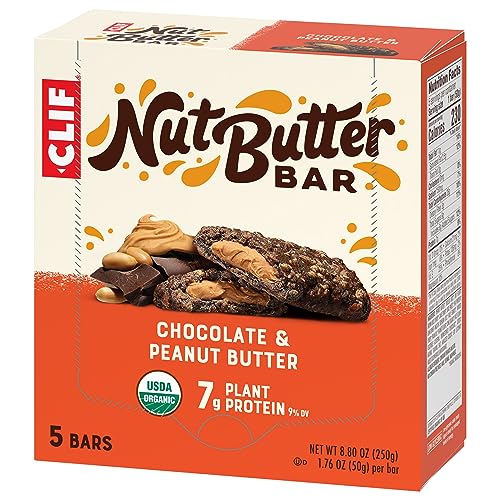 CLIF Nut Butter Bar - Chocolate Peanut Butter - Filled Energy Bars - Non-GMO - USDA Organic - Plant-Based - Low Glycemic - 1.76 oz. (5 Pack)