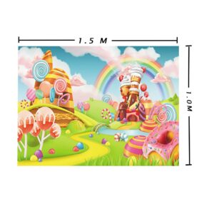 Qian Lollipop Backdrops Cartoon Candy Photo Rainbow Studio Props Booth Baby Birthday Party Photography Background Vinyl 5x3FT ly020