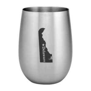 supreme housewares 18/8 stainless steel 15 oz. stemless wine glass, unbreakable and shatterproof metal, for wine and beverage (delaware)