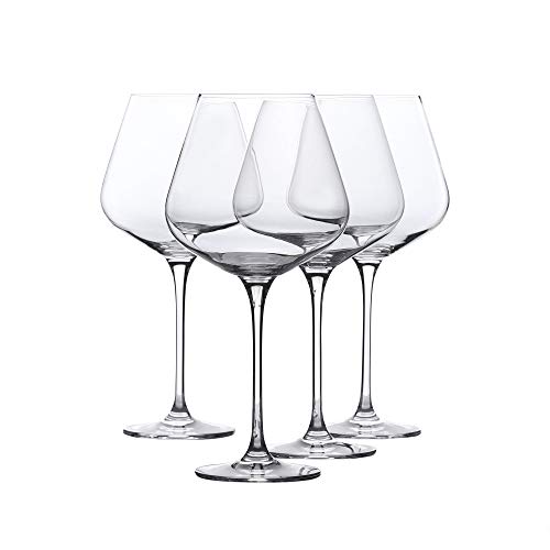 WHOLE HOUSEWARES | Wine Glasses Set of 4 | Hand Blown Italian Style Crystal Clear Glass with Stem | Red Wine Glasses Lead-Free Premium glasses as gift sets (25 oz)