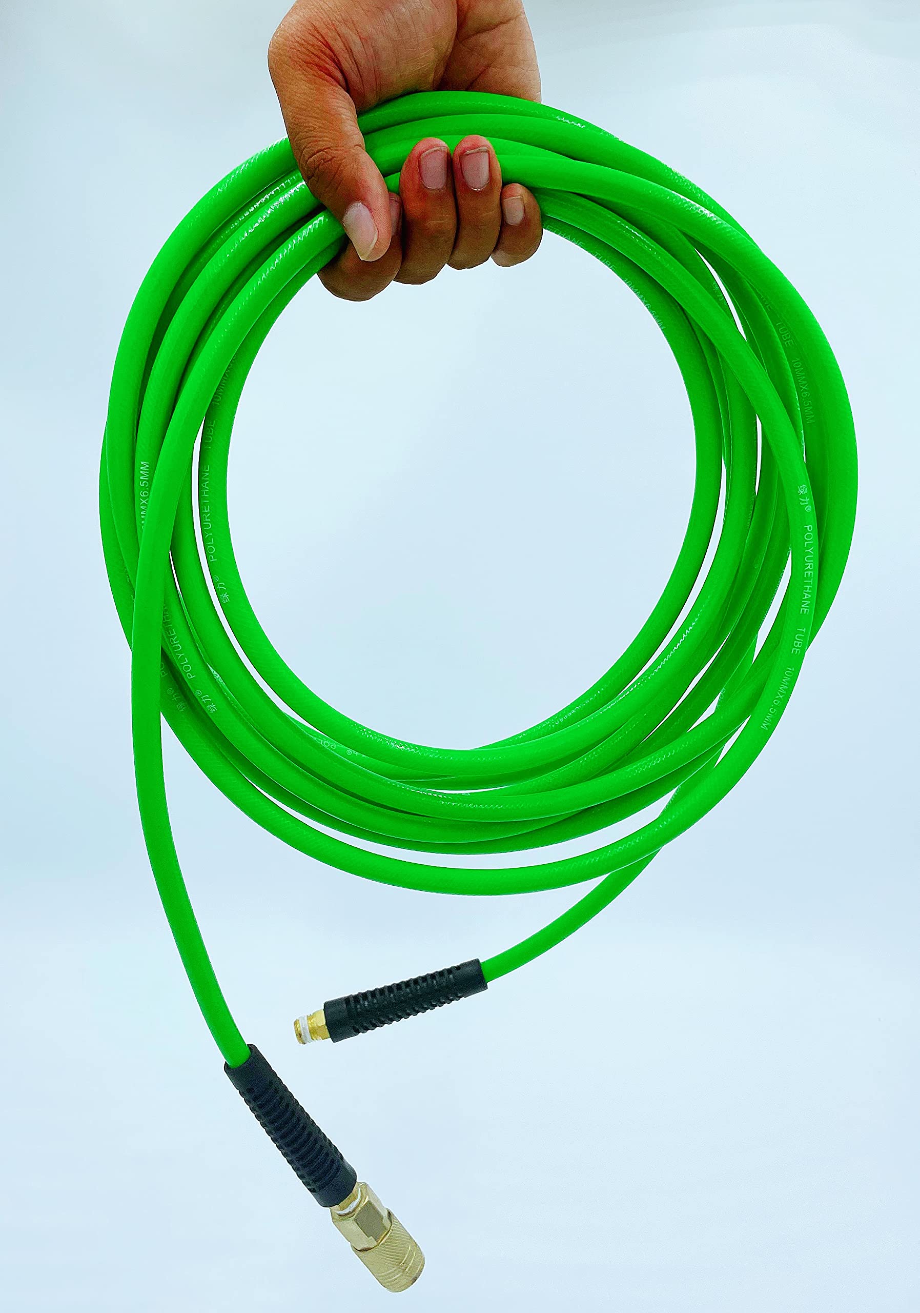 DP Dynamic Power Polyurethane Braided Air Hose 1/4" X 50 Ft with 10 pcs Compressor Accessories KIT, 200 PSI.