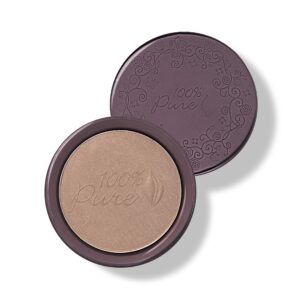 100% pure cocoa pigmented bronzer, cocoa kissed, bronzer powder for face, contour makeup, soft shimmer, sun kissed glow (medium brown w/neutral undertones) - 0.32 oz