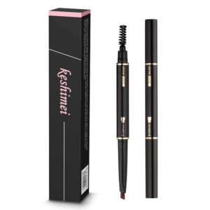 eyebrow pencil 2 packs, waterproof smudge-proof brow pencil with brow brush, automatic eye brow makeup by seilanc, dark brown