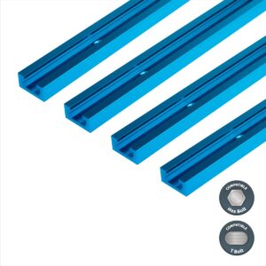 POWERTEC 71371 24 Inch Double-Cut Profile Universal T-Track with Predrilled Mounting Holes, 4 PK, T Track for Woodworking Jigs and Fixtures, Drill Press Table, Router Table, Workbench