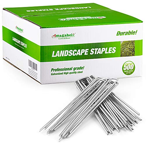 AMAGABELI GARDEN & HOME 6 Inch Garden Stakes Galvanized Landscape Staples 11 Gauge 500 Pack Sod Pins Fence Stakes for Anchoring Weed Barrier Fabric Ground Cover Landscaping Tubing Garden Staples