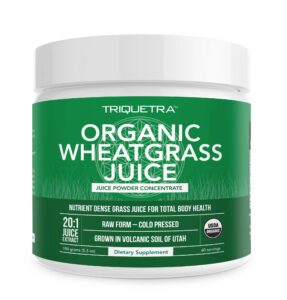 organic wheatgrass juice powder - organic, grown in volcanic soil of utah - raw bioactive form, cold-pressed then co2 dried, 20:1 concentrate juice extract - unflavored (5.3 oz – 50 servings)