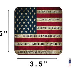 Patriotic USA Flag Drink Coaster Set Gift United States Pledge of Allegiance Bar Kitchen Home