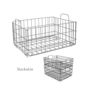 Atlantic Modular Mobile Storage Cart System, with Interchangeable Shelves & Baskets, Powder-Coated All-Steel Frame, 4-Tier, Caster Wheels for Mobility, PN 23350331, in White