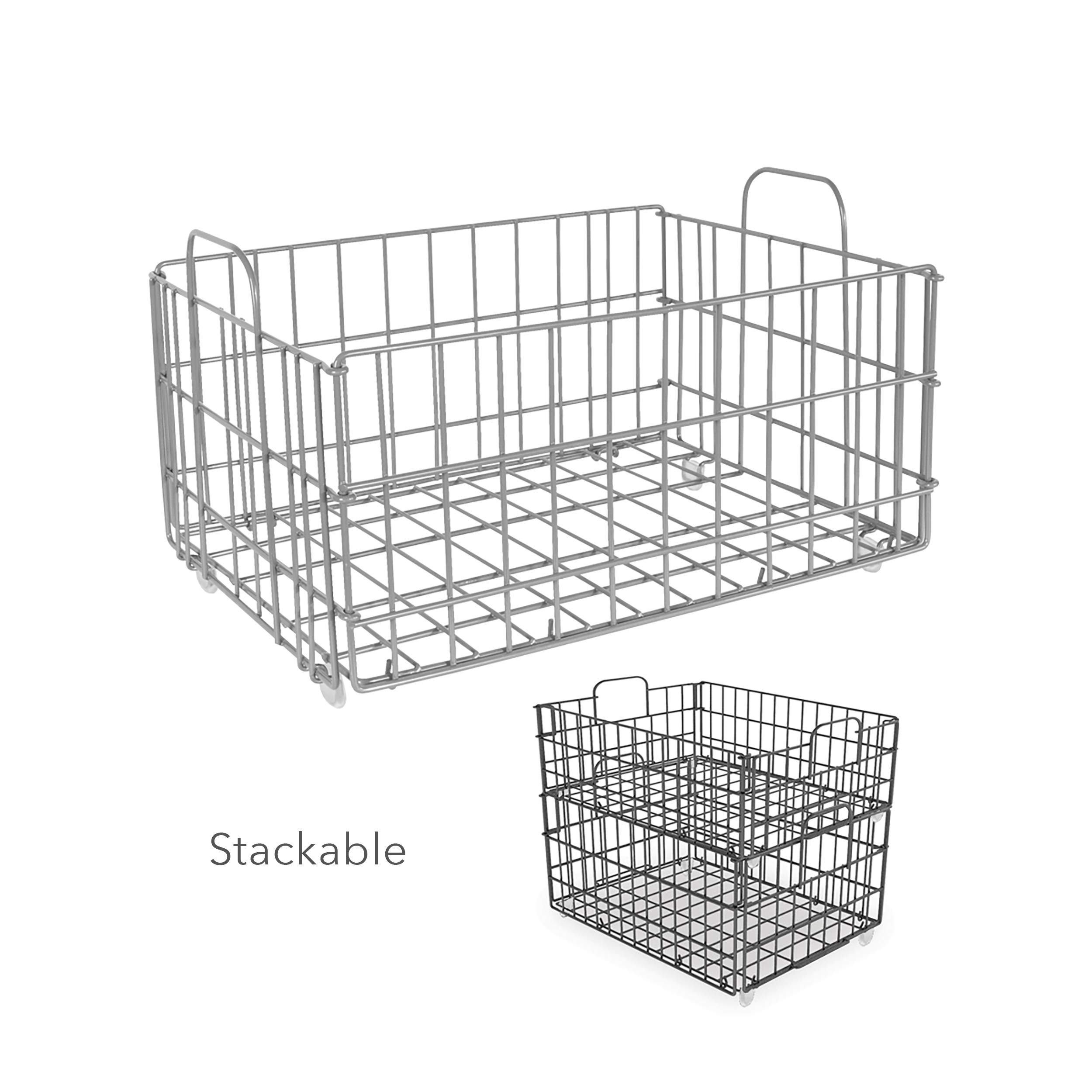 Atlantic Modular Mobile Storage Cart System, with Interchangeable Shelves & Baskets, Powder-Coated All-Steel Frame, 4-Tier, Caster Wheels for Mobility, PN 23350331, in White